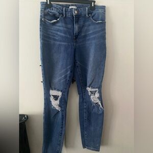 Good American Blue Distressed Boyfriend Jeans